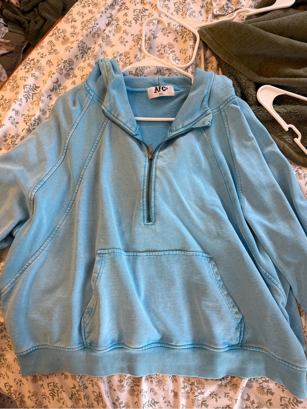 Sky Blue, quarter zoop hoodie